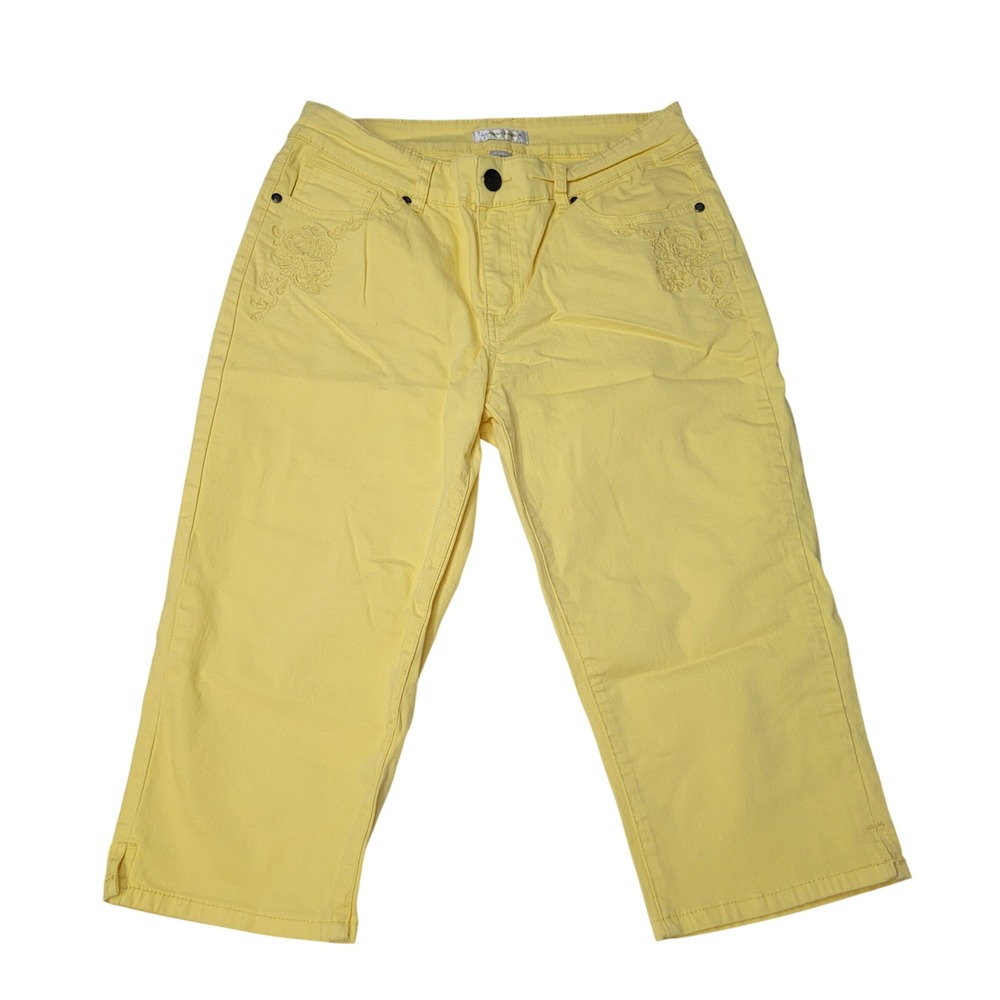 Christopher Banks Yellow Embroidered Capri Pants Size‎ 8